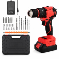 Perceuse-visseuse sans fil 21V à moteur sans balais, couple variable, batterie lithium, kit d'outils électriques avec boîte de transport