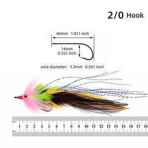 2/0 #   Hameçons à ruban multicolores - Leurres réalistes <span class=keywords><strong>pour</strong></span> la pêche au brochet, à la truite et aux gros poissons d'<span class=keywords><strong>eau</strong></span> <span class=keywords><strong>douce</strong></span> - Product Image 2