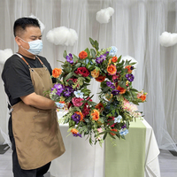 Guirlande de roses blanches artificielles de 50 cm et 60 cm, petite boule de fleurs, centre de table, couronne pour décoration de mariage - Vente chaude