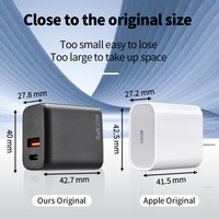 Nouveauté Chargeur mural à charge rapide avec double port USB, prise britannique, 20W PD QC3.0 OTP