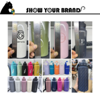 Bouteille d'eau en métal avec logo personnalisé, bouteille d'eau thermique de 1 L, thermos, eau chaude, grande capacité, bouteille d'eau de 1000 ml avec support pour téléphone