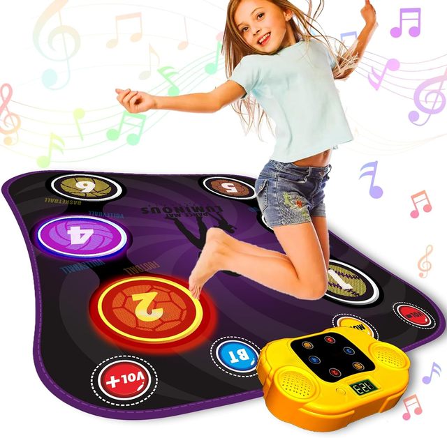 Dance Mats Toys for 3-10 Kids Light up Music Mat Dance Game Dance Pads With LED Lights Music
