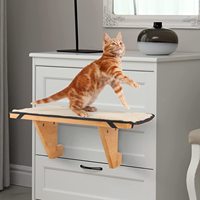 Nouvel arrivage Perchoir de fenêtre pour animaux de compagnie Montage mural Hamac de fenêtre pour chats d'intérieur Siège de fenêtre en bambou durable et robuste pour chat