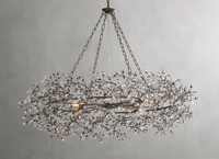 Guirlande de luxe en forme de branche d'arbre ronde, hôtel, hall, duplex, villa, anneau décoratif, lustre en cristal, pendentif en cristal, lumière de fleur