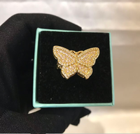 Trendy ring van roestvrij staal met cartoon-design, vlinder, roze CZ diamant, hartvormig frame, mode dames sieraden cadeau