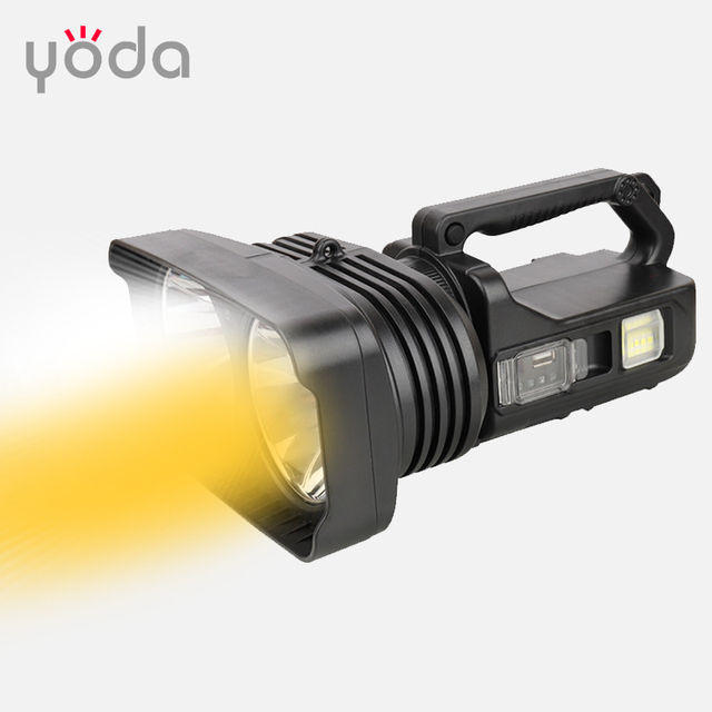 ABS Handheld 3000 Meters Rechargeable Yellow White High Power Xhp50 Led Flashlight
