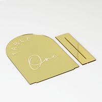 Goldene Verspiegelte Bogen-Tischnummern mit Ständern 1-10, 5x7 Zoll Acryl-Bogenschild mit Halter, Goldene Acryl-Tischnummern