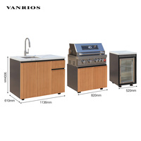 Armoires en aluminium modernes KC-20 avec grilles de barbecue intégrées, meubles de cuisine extérieure modulaires, armoire de rangement pour jardin