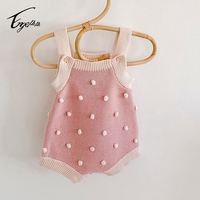 Romper de bebé de punto 3D de lujo con estampado de palomitas de maíz, 100% algodón, con lunares, elegante traje de sol para bebé, top personalizado de boutique