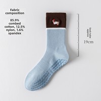 Chaussettes de yoga tricotées POPSOX en coton peigné, mi-mollet, pour fitness intérieur, Pilates, sans coutures, antidérapantes, personnalisables