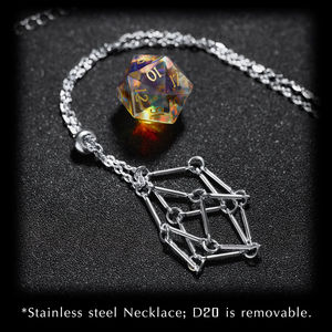 Kalung Logam Khusus Stainless Steel untuk Batu Permata Asli Terinspirasi Dadu DND D4/D6/D8/D10/D12/D20/D100 Hadiah Unik - Product Image 2