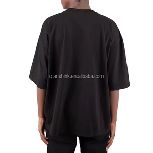 T-shirt à col rond avec logo personnalisé Chemises d'été lourdes 100% coton pour hommes T-shirt blanc noir oversize Boxy - Product Image 2