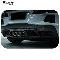 Diffuseur arrière en fibre de carbone style Z06 ZR1 et échappement central à quatre sorties pour Chevrolet Corvette C8 2020+ - Amélioration Stingray E-Ray
