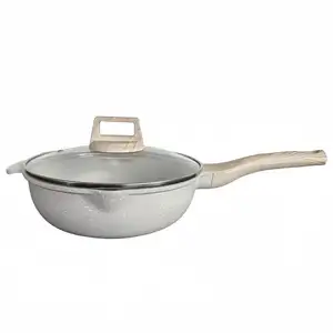 Frying Pans Skillets Die-cast aluminum Deep Frypan with Marble ceramic coating with Bakelite handle kitchen ware