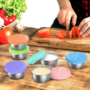 Conteneur à sauce pour salade en acier inoxydable 304 étanche <span class=keywords><strong>avec</strong></span> couvercle Petits gobelets à sauce pour le déjeuner Conteneurs à sauce métalliques - Product Image 3