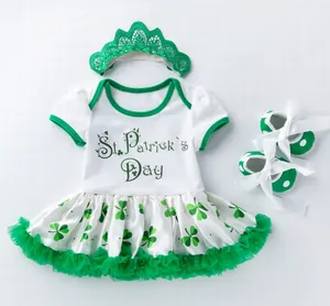 Apparel stock ready to ship Latest baby clothing infant bodysuit 100% organic cotton 3-piece toddler girl tutu set