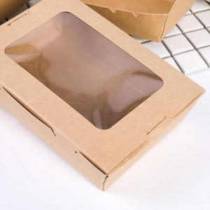 Boîte d'emballage de repas en papier kraft brun biodégradable Logo personnalisé avec fenêtre en PVC - Product Image 3