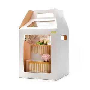 Rõ ràng sóng cao bánh hộp trong suốt giấy kraft thực phẩm bánh bao bì cupcake hộp carton