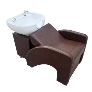 Lit de lavage de cheveux semi-allongé, style assis, avec bac en céramique, petit lit de lavage pour salon de coiffure, spécial - Product Image 1