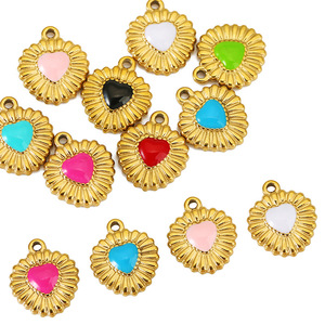 Heart Shape Charms Stainless Steel Gold Plated Bezel Setting Multicolor DIY Jewelry Pendant For Necklace <b>Bracelet</b> Accessory - Product Image 4