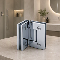 KAIENDI Charnière de porte de douche moderne en laiton massif chromé pour porte en verre sans cadre, fixation murale, accessoire de salle de bain, garantie 2 ans