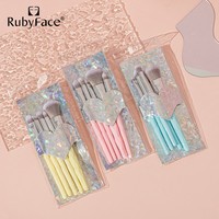 RubyFace – lot de 10 pinceaux cosmétiques portables avec Logo personnalisé, Kit de pinceaux de maquillage professionnels en laine de Nylon pour dames