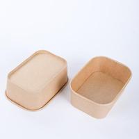 100% boîte à déjeuner à emporter biodégradable 1200ml papier Kraft bol carré pour salade de restauration rapide avec couvercles pour animaux de compagnie