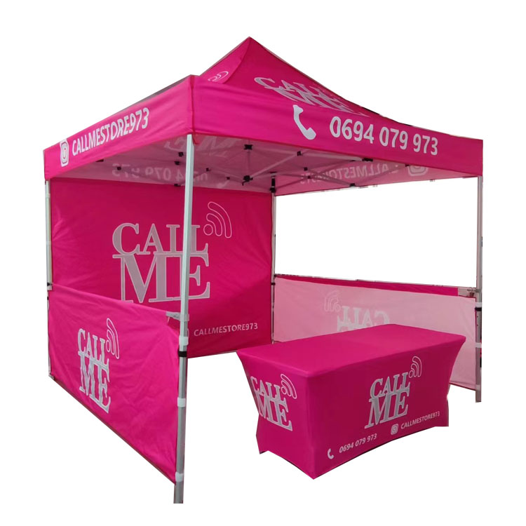 Carpa de feria comercial con impresión de logotipo personalizada Carpa de promoción plegable para exteriores Carpa emergente rosa con logotipo