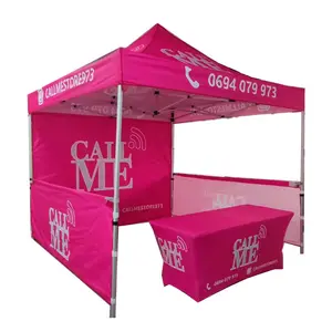 맞춤형 로고 프린트 트레이드 쇼 텐트 야외 접이식 프로모션 캐노피 핑크 팝업 텐트 로고 포함