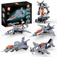 Juguetes Educativos STEM, Juego de Bloques de Construcción de Plástico ABS con Control Remoto en Forma de Avión de Combate 5 en 1, Personalizable para Niños