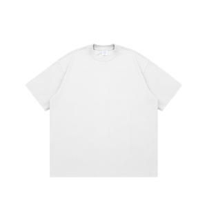 Transpirable 305GSM Heavyweight 100% algodón Camisetas para hombres Logotipo personalizado Acanalado Cuello redondo Camisetas básicas en blanco - Product Image 3
