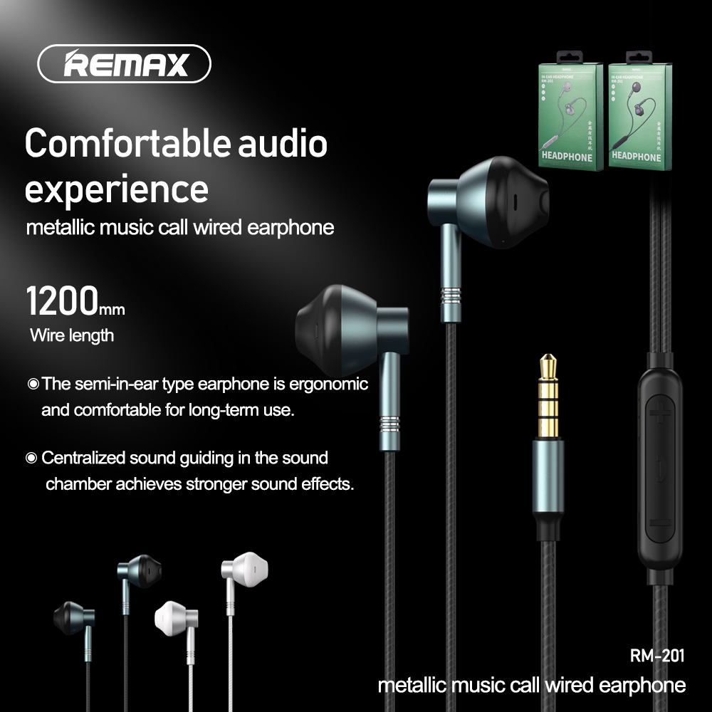 Remax Rm-201 Metal Universal High Definition Sound Wired In-ear Headphone