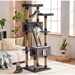 70 Inch 5 Level Cat Tree <b>Tower</b> with Sisal Scratching Posts Dual Condos Perches and Slide <b>Play</b> - Product Image 4
