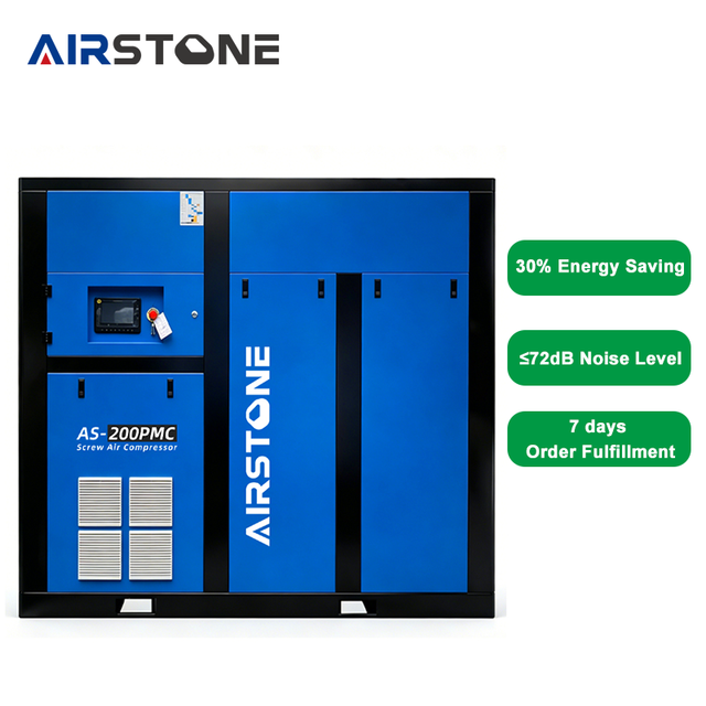 Airstone Direct From Factory Energy Efficient Rotary Screw Air Compressor 160KW 200HP 7-10Bar PM VSD IP54