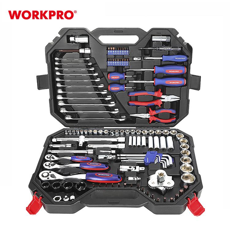 WORKPRO 123PC 1/4 "3/8" 1/2 "Dr. CR-V Metric Professional Mechanic Werkzeug kasten Set Steckschlüssel-Set-Kit für die Autore paratur