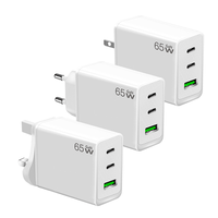 Chargeur mural écologique GaN à charge rapide KeKe-F002 3 ports USB-C PD 3.0 & QC3.0 65W, adaptateur d'alimentation universel