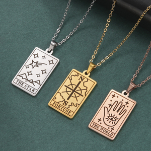 Mode <span class=keywords><strong>Tarot</strong></span> Kaarten Charms Ketting De Astrologie <span class=keywords><strong>Tarot</strong></span> Sieraden Vrouwen Rvs Sieraden Amulet Paar Ketting - Product Image 2