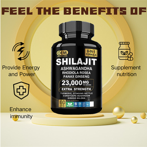 Personalizado Shilajit Cápsulas Himalayan 8 em 1 Suplemento Shilajit com Ashwagandha Ginseng para suporte imunológico Energy Boost - Product Image 6
