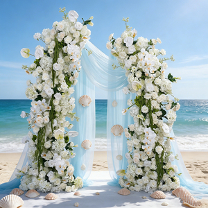 DKB Arche de fleurs artificielles en soie, vert et blanc, taille personnalisable, écologique, pour mariage, fête, événement - Meilleures ventes - Product Image 1