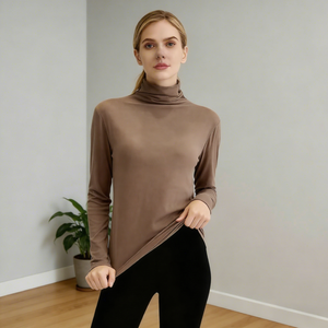 Maglione a <span class=keywords><strong>Collo</strong></span> <span class=keywords><strong>Alto</strong></span> da <span class=keywords><strong>Donna</strong></span> alla Moda, Casual, Vestibilità Regolare, in Spandex, Anti-Pilling, Maniche Lunghe, Resistente alle Pieghe, Tinta Unita - Product Image 2