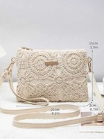 Nouvelle collection automne 2026 : Sac pochette tendance à motif floral ajouré avec fermeture éclair, en PU, petit format carré, style décontracté et luxe discret, pour femme, sac bandoulière quotidien