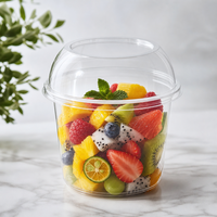 Bol en plastique PET transparent de 117 mm, 14 oz, avec couvercle, jetable, grand format, pour salade, pâtes, fruits, desserts, à emporter