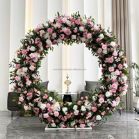 M36 Articles de Fête Décoration Rose en Soie Blanche Fleurs Artificielles Cercle Rond Toile de Fond Arche Décoration de Scène pour Mariage