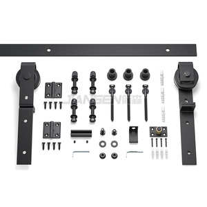 Herrajes para puertas corredizas plegables de acero al carbono de diseño moderno Kit de rieles para puertas corredizas de Granero plegables negras - Product Image 1