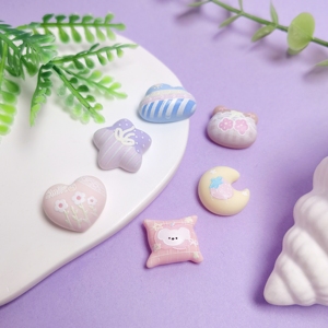 100 pièces de cabochons en résine à dos plat, motifs étoile, cœur, <span class=keywords><strong>lune</strong></span>, nuages, style Kawaii, pour scrapbooking, artisanat, bricolage et accessoires de coiffure - Product Image 2