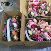 Taplak meja Floral untuk pernikahan, bunga sutra buatan dekorasi dinding latar belakang pernikahan