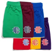Pantalones cortos de malla con logo personalizado, shorts deportivos transpirables, para playa y EE. UU., venta al por mayor