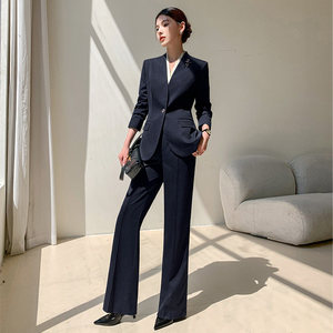 Costume d'automne en velours anti-rides à col en V coupe ajustée pour femme, idéal pour les professionnels, les fonctionnaires, les établissements de formation et les ventes. - Product Image 2