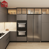 Armoires de cuisine en stratifié imitation bois gris foncé nordique personnalisées Yingsheng pour la rénovation de la maison