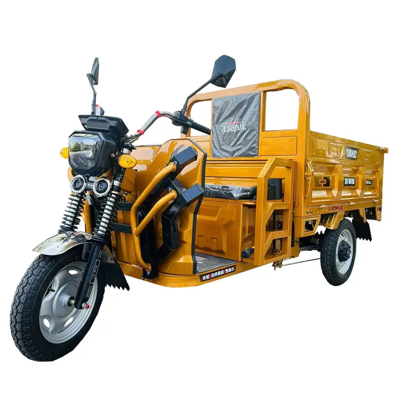 Kargo yüksek kalite için elektrikli üç tekerlekli bisiklet elektrikli Trike Scooter üç tekerlekli motorlu sarı 1000W Motor 60V fırçasız açık 1.5m
